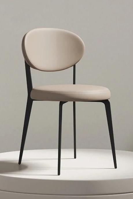 Modern Minimalist Beige Dining Chair With Black Legs