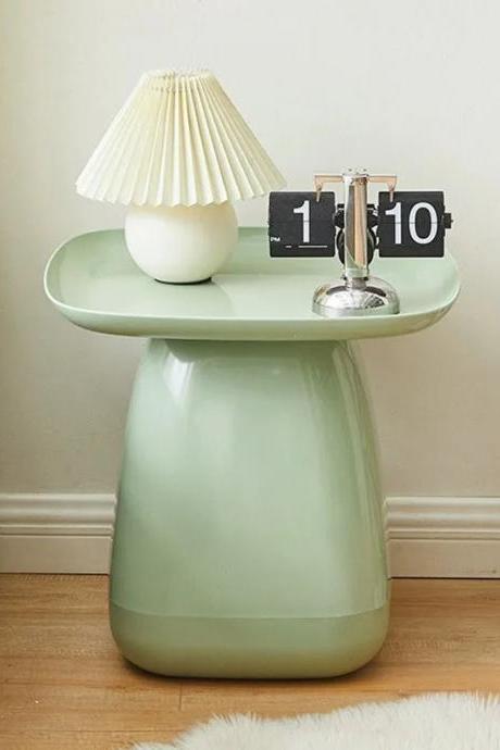 Modern Mint Green Ceramic Side Table With Round Top