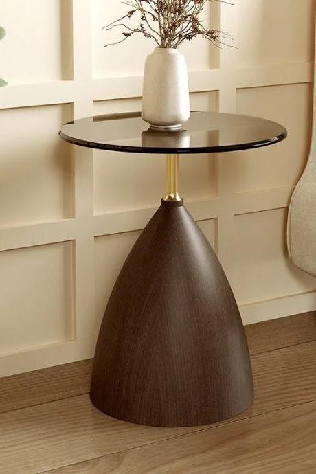 Modern Cone-shaped Base Glass Top Side Table