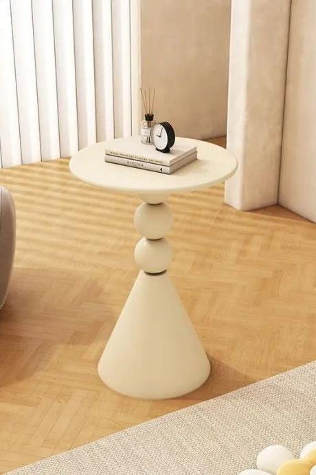 Modern Beige Round Coffee Table With Unique Base