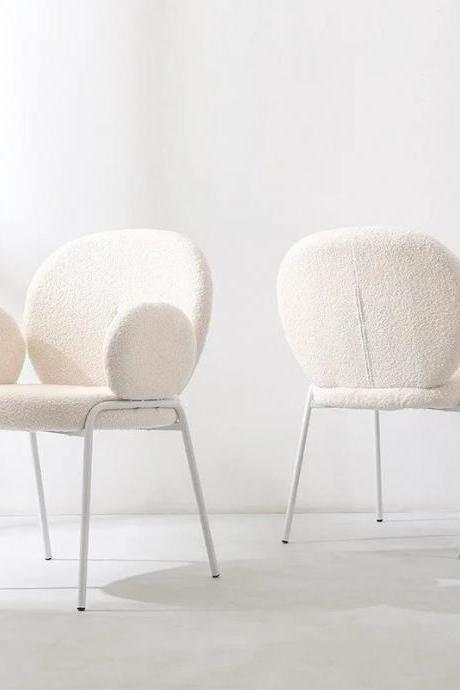 Modern Bouclé Fabric Accent Chairs With Metal Legs
