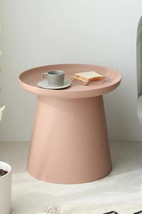 Modern Minimalist Pink Side Table With Round Top