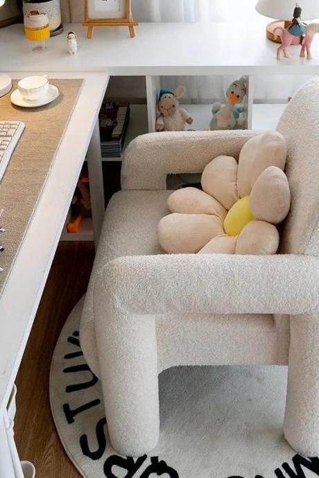 Cozy Modern Plush Armchair With Cushioned Flower Backrest