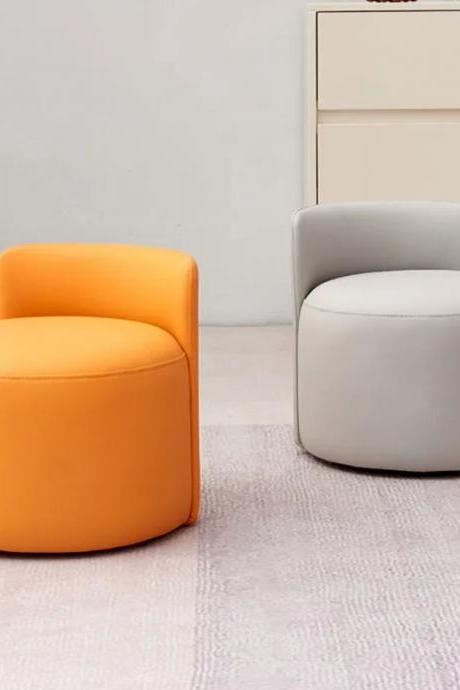 Modern Round Upholstered Ottoman Stool Set Of Two
