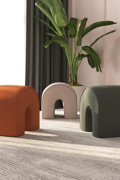 Modern Arch Design Velvet Ottoman Footrest Set