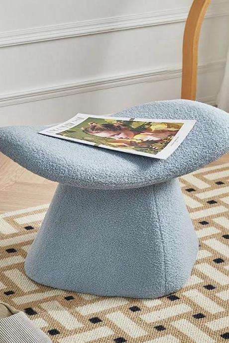 Modern Plush Blue Mushroom Accent Stool Chair