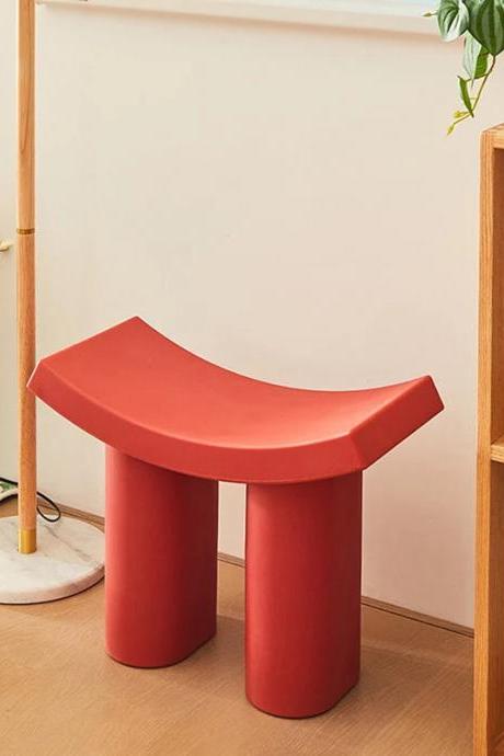 Modern Minimalist Red Curved Seat Accent Stool