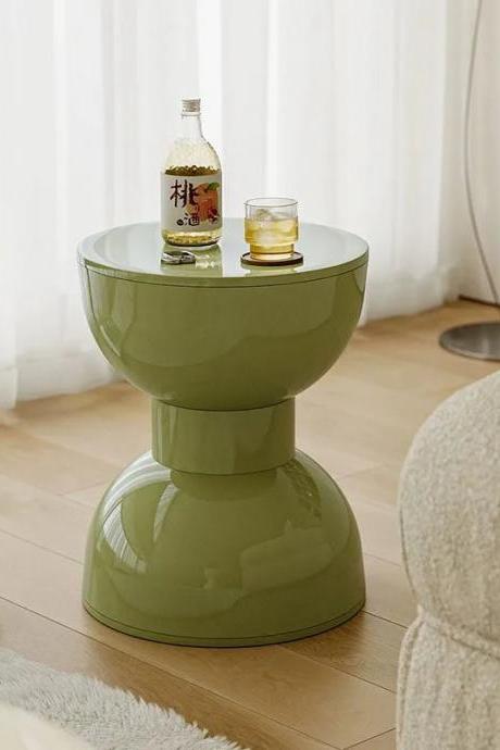 Modern Olive Green Round Ceramic Side Table