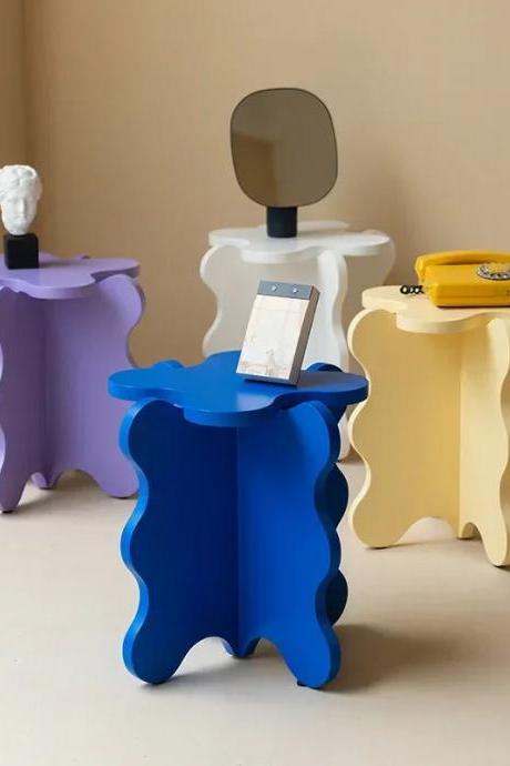 Modern Wavy Design Side Tables In Various Colors