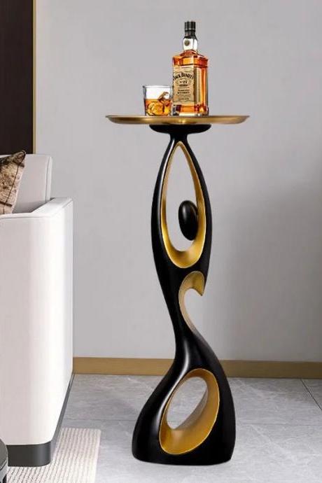 Modern Abstract Sculptural Accent End Table With Glass Top