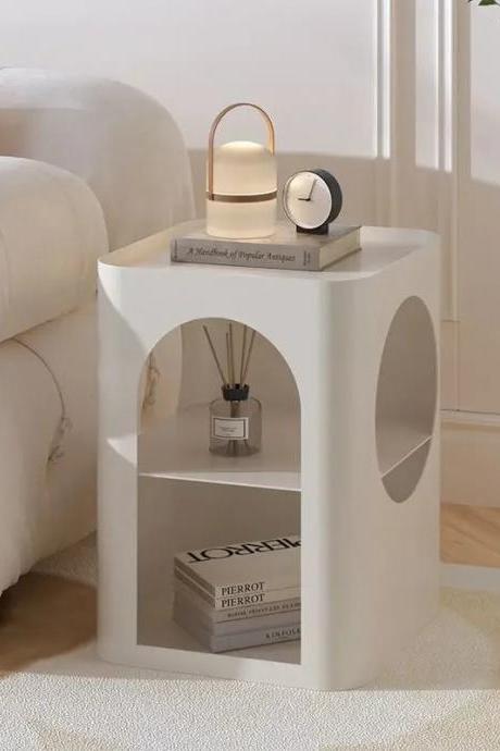 Modern Curved Bedside Table With Open Shelves