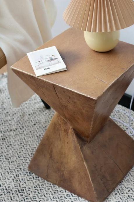 Modern Geometric Wooden Side Table Minimalist Design