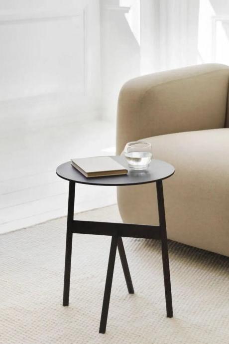 Modern Round Side Table With Three Wooden Legs