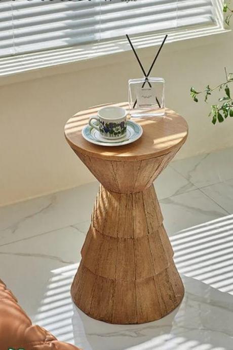 Modern Wooden Hourglass Shape Side Table For Living Room
