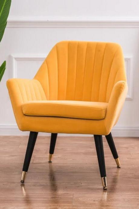 Mid-century Modern Velvet Accent Chair, Gold Legs
