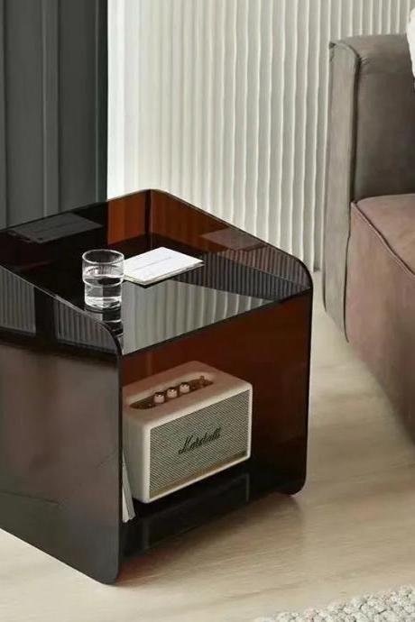 Modern Acrylic Side Table With Built-in Bluetooth Speaker