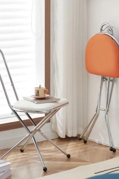 Modern Compact Folding Chair With Metal Frame