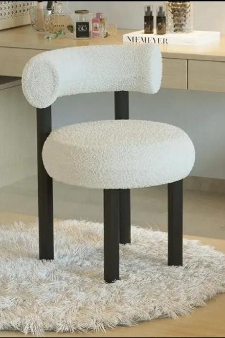Modern Plush Sherpa Accent Chair With Wooden Legs