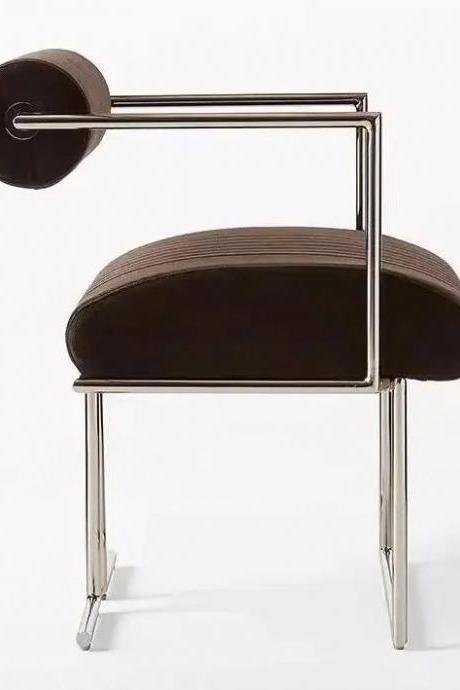Modern Chrome Frame Accent Chair With Round Backrest