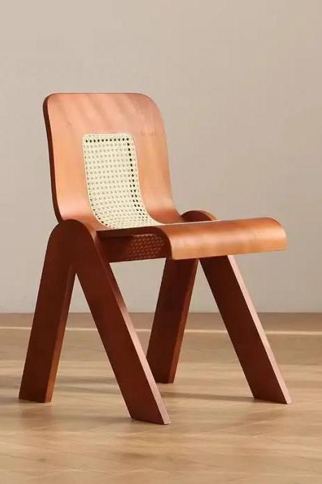 Modern Bentwood Chair With Rattan Backrest And Seating