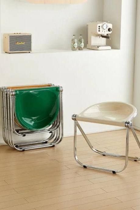Modern Stackable Chrome Frame Clear Acrylic Chair Set