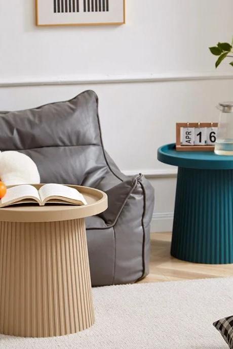 Modern Round Ribbed Side Tables In Contrasting Colors