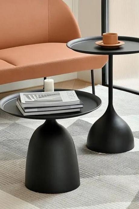 Modern Black Round Side Tables With Unique Base