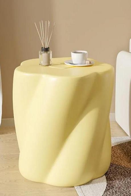 Modern Minimalist Yellow Side Table With Waved Design