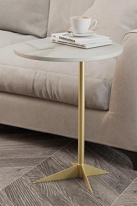 Modern Round Marble Top Gold Base Accent Table