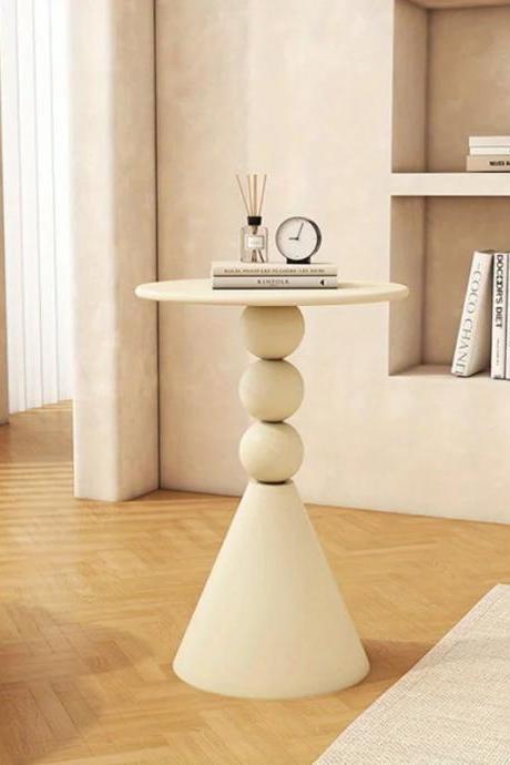 Modern Beaded Base Side Table Minimalist Design Furniture
