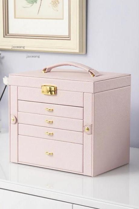 Elegant Pink Portable Jewelry Organizer With Secure Lock