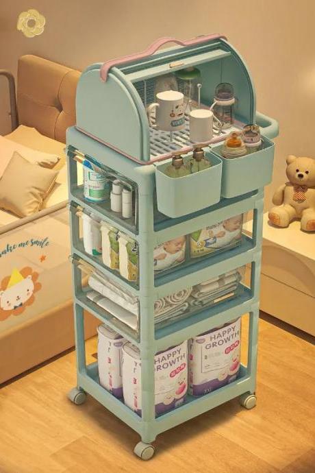 Multi-layer Baby Nursery Storage Organizer Trolley Cart