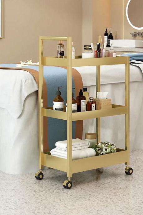 Luxurious Gold-tone 3-tier Mobile Spa Trolley Cart