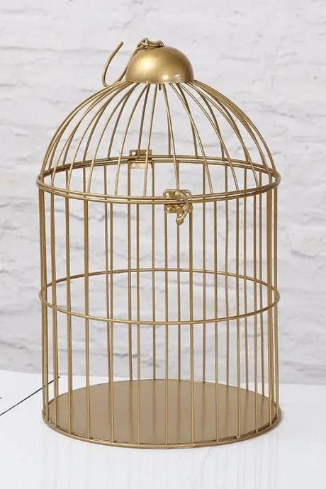 Vintage Golden Decorative Birdcage Centerpiece Display