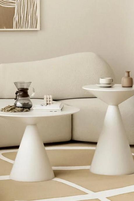 Modern White Cone-shaped Round Top Side Tables