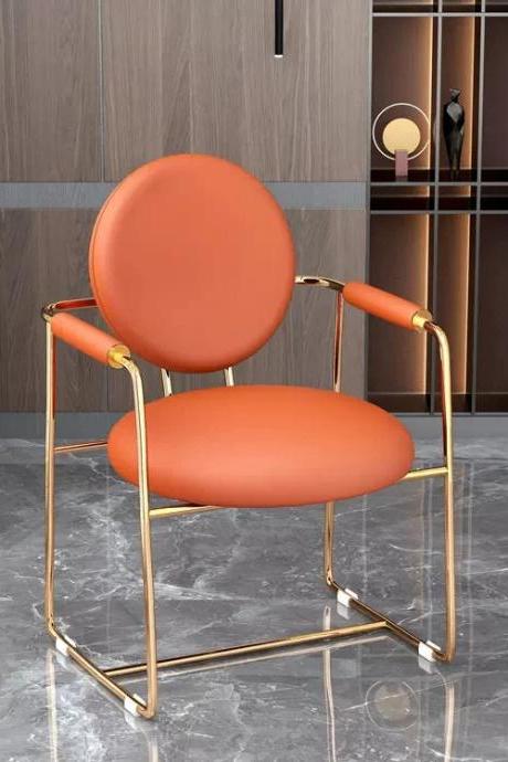 Modern Accent Chair With Gold Metal Frame, Orange