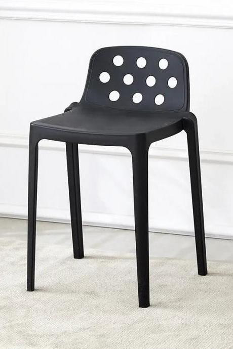Modern Black Stackable Plastic Chair With Hole Design
