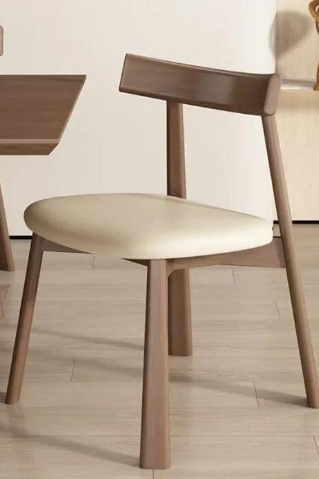 Modern Minimalist Wooden Dining Chair With Cushioned Seat