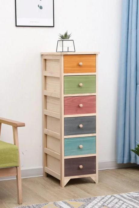 Colorful 7-drawer Wooden Storage Organizer Cabinet End Table