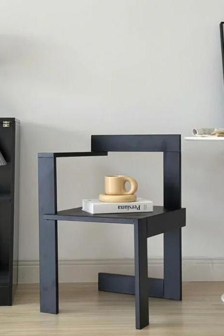 Modern Minimalist Black Side Table With Square Top