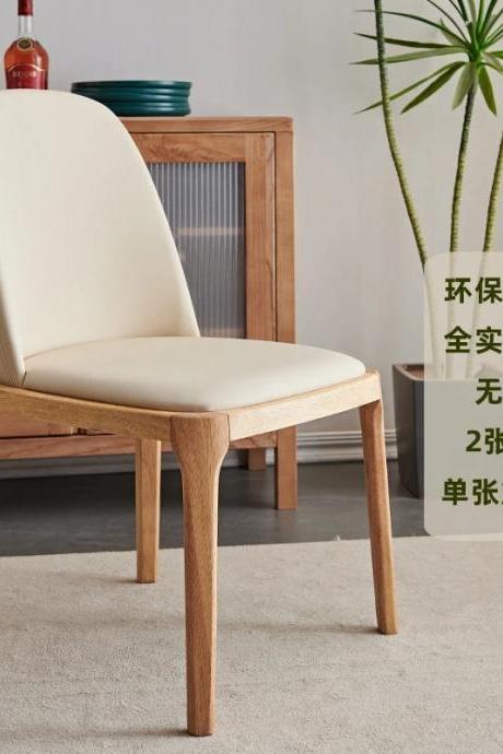 Modern Beige Upholstered Dining Chair Wooden Legs