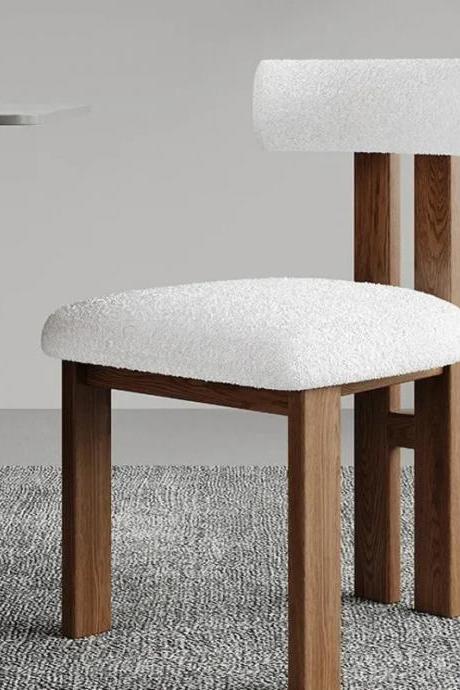 Modern Textured Fabric Dining Chair With Walnut Legs