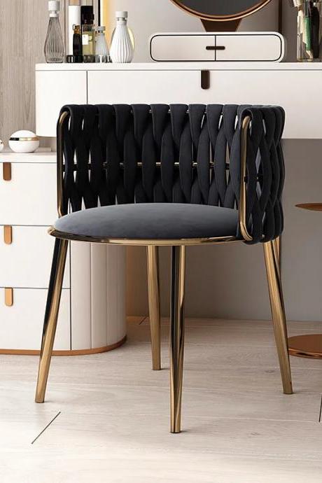 Modern Velvet Accent Chair With Gold Metal Legs