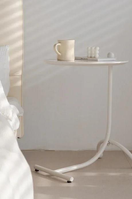 Modern Minimalist White Bedside Table With Wheels