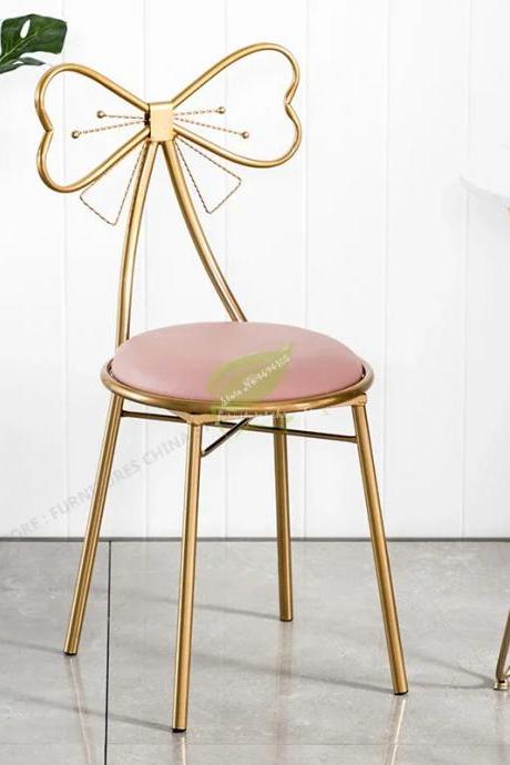 Elegant Gold Bow-back Chair With Pink Velvet Seat