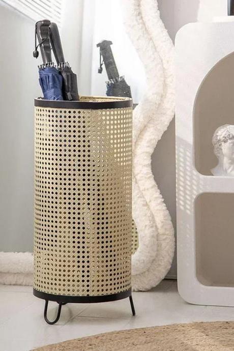 Modern Perforated Metal Umbrella Stand With Iron Legs