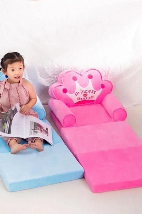 Kids Convertible Sofa Bed With Washable Cover Pink