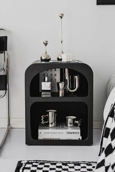 Modern Black Metal Decorative Shelf With Candle Holders