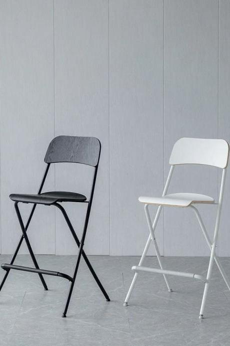 Modern Folding Chairs In Black And White, Set Of 2