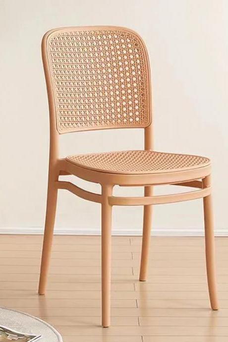 Modern Rattan Woven Dining Chair In Natural Finish
